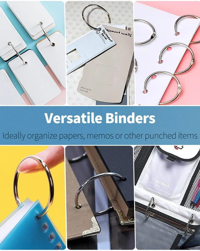 Alt view image 6 of 7 - Pawfly Loose Leaf Binder Rings 2 Inch Smooth Steel Book Rings for Index Cards Flash Cards Receipts Memos Photos and Files Heavy Duty Organizers Loops for Office School and Home Use, 12 Pack