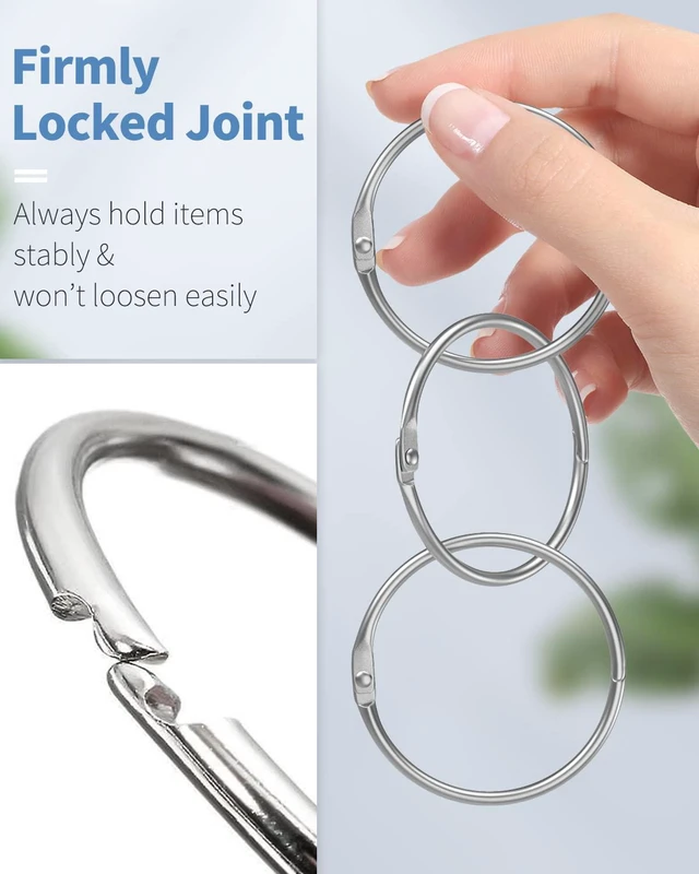 Alt view image 3 of 7 - Pawfly Loose Leaf Binder Rings 2 Inch Smooth Steel Book Rings for Index Cards Flash Cards Receipts Memos Photos and Files Heavy Duty Organizers Loops for Office School and Home Use, 12 Pack
