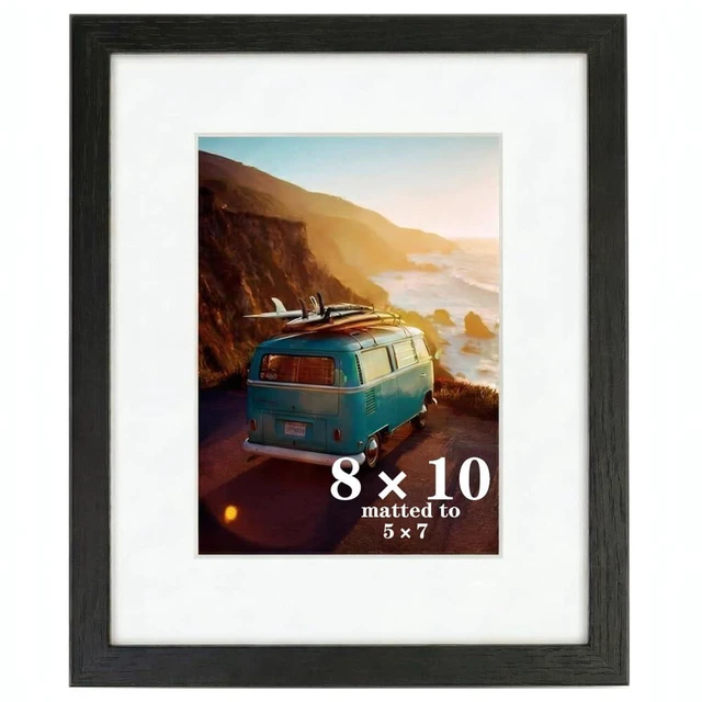 Main image of 8x10 Picture Frame,Black Solid Wood 8x10 frame with HD Plexiglass,Displays 5x7 with Mat or Photo frame Without Mat for Wall Hanging, 1 Pack