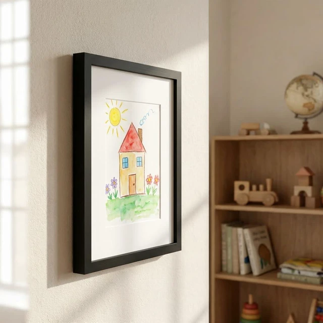 Alt view image 3 of 7 - 8x10 Picture Frame,Black Solid Wood 8x10 frame with HD Plexiglass,Displays 5x7 with Mat or Photo frame Without Mat for Wall Hanging, 1 Pack