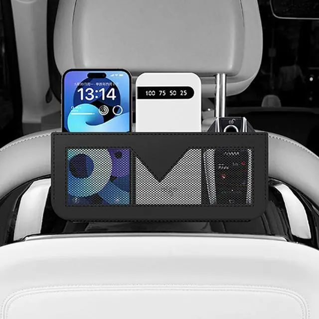 Alt view image 5 of 6 - Norkmdi Car Seat Side Pocket Organizer, PU Leather Multifunctional Small Vehicle Console Side Storage Pouch, Automotive Gap Filler Bag for Cell Phone Sunglasses, Universal for SUV RV Truck (Black)