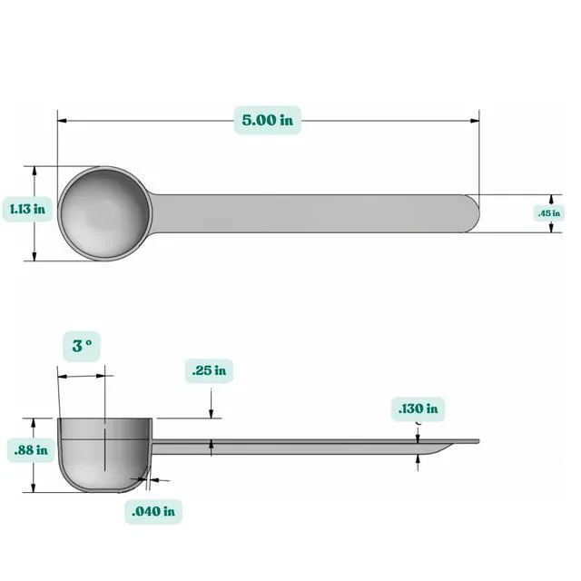 Alt view image 2 of 6 - 2 Teaspoon (2/3 Tablespoon | 10 mL) Long Handle Rounded Scoop for Coffee, Protein Powder, Pet Food, Spices, Grains, Dry Goods Food-Grade BPA-Free (Pack of 1)