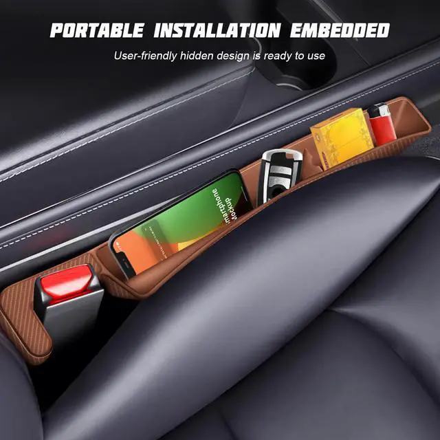 Alt view image 3 of 6 - Zpana 2PCS Car Seat Gap Filler, Vehicle Side Set Console Plug Organizer, Multifunctional Automotive Interior Storage Box Crevice Stopper Accessories from Dropping, Universal Fit (Dark Brown)