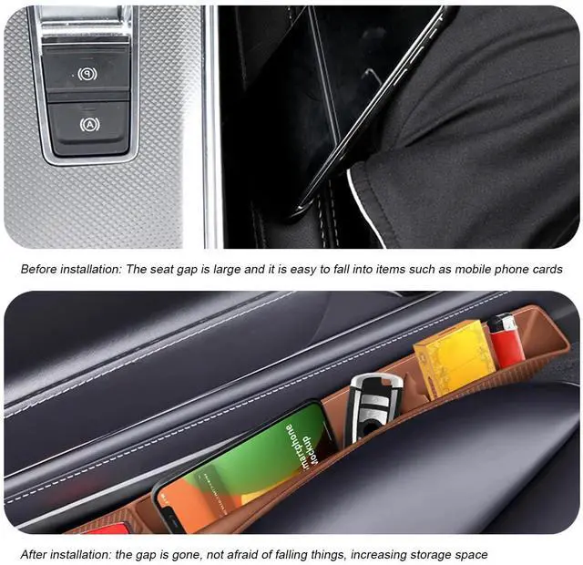 Alt view image 6 of 6 - Zpana 2PCS Car Seat Gap Filler, Vehicle Side Set Console Plug Organizer, Multifunctional Automotive Interior Storage Box Crevice Stopper Accessories from Dropping, Universal Fit (Dark Brown)