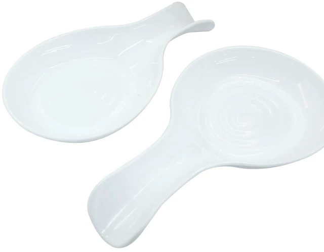 Main image of White Spoon Rest Cooking Spoon Holder, Plastic, 2 Pack | Kitchen Utensil Holder, Dishwasher Safe