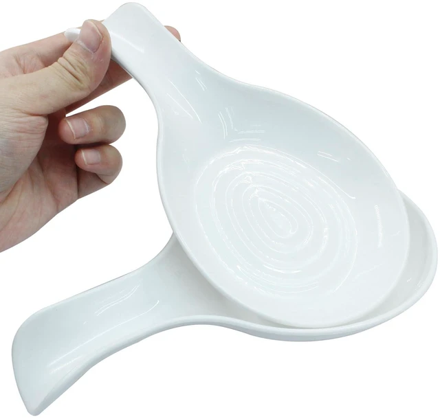 Alt view image 3 of 5 - White Spoon Rest Cooking Spoon Holder, Plastic, 2 Pack | Kitchen Utensil Holder, Dishwasher Safe
