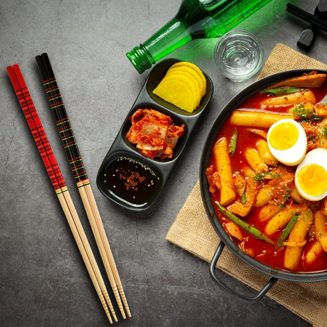 Alt view image 3 of 6 - Bamboo Noodles Kitchen Cooking Frying Chopsticks 13.0 Inches Long Chopsticks Reusable Set of 2 Pairs Eco-Friendly by LANHUTHS