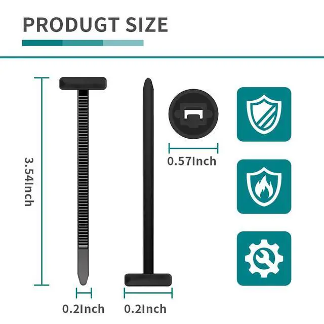 Alt view image 2 of 7 - Nylon Universal Cable Tie Buckle, Zipper Clips for Cars, T Style Zip Ties Button Fixion Tools, Automotive Plastic Rivet Push Pin, Auto Body Parts Trim, Bumper Retainer Fender Liner (Black 150PCS)
