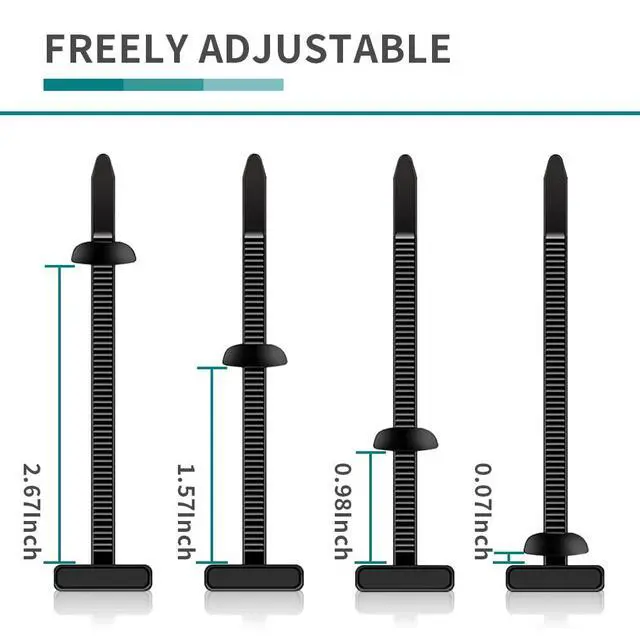 Alt view image 4 of 7 - Nylon Universal Cable Tie Buckle, Zipper Clips for Cars, T Style Zip Ties Button Fixion Tools, Automotive Plastic Rivet Push Pin, Auto Body Parts Trim, Bumper Retainer Fender Liner (Black 150PCS)
