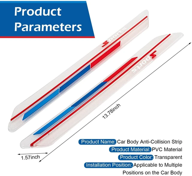 Alt view image 2 of 7 - Pniwuno 2 PCS Car Bumper Guard Strip, Anti-Scratch Bumper Protector Strip, Anti-Collision Car Door Edge Guard Trim, Universal for Most Cars, Sedans, Trucks (Transparent)
