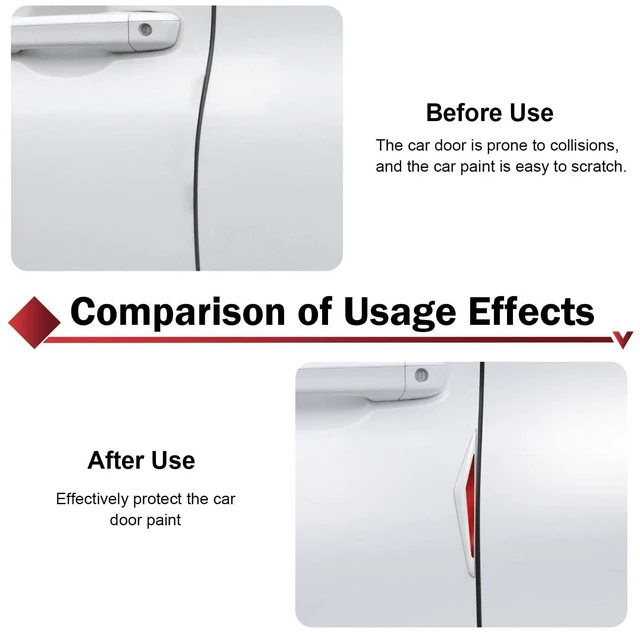 Alt view image 7 of 7 - Qurbuns 4 PCS Car Door Edge Guards, 3D Anti-Scratch Car Door Protector, Bumper Anti-Collision Protector Trim, Rear View Mirror Protection Strip, Universal for Cars Trucks SUVs (White & Red)