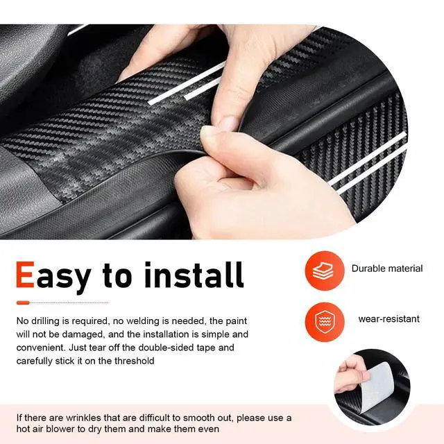 Alt view image 6 of 7 - Qurbuns 4 PCS Car Door Sill Protectors, Door Edge Step Dust Shield Strips, Automotive Rubber Scratch Resistant Entry Sill Guards, Universal for Most Cars