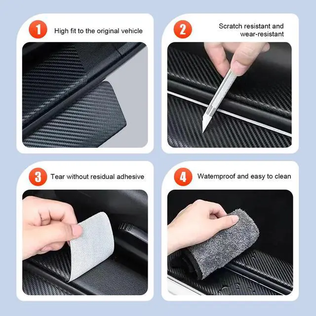 Alt view image 5 of 7 - Qurbuns 4 PCS Car Door Sill Protectors, Door Edge Step Dust Shield Strips, Automotive Rubber Scratch Resistant Entry Sill Guards, Universal for Most Cars