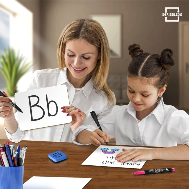 Alt view image 2 of 7 - Small White Board 6x9 Double Sided Dry Erase Personal Board | Double Sided Personal Whiteboard, Premium Masonite Hardboard, Wipes Clean No Ghosting, Students Classroom And Home