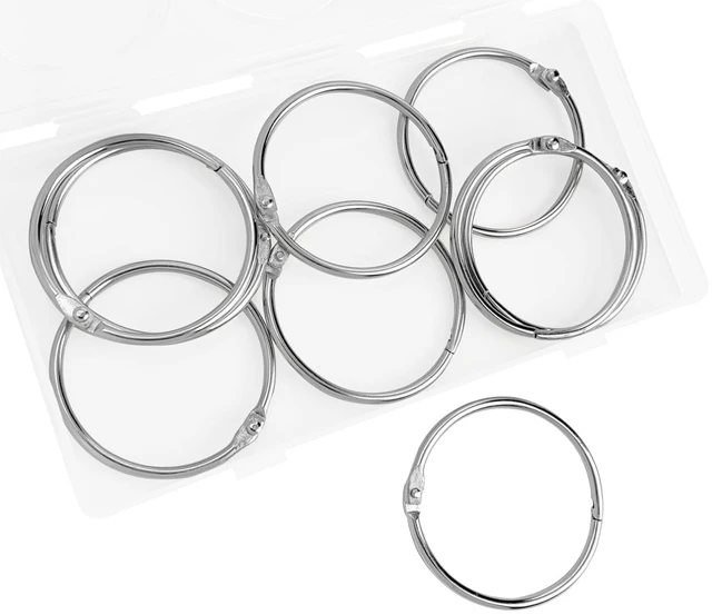 Main image of 2 Inch (9 Pack) Loose Leaf Binder Rings, Keychain Key and Metal Book Nickel Plated Steel BinderRings,Silver, for School, Home, or Office