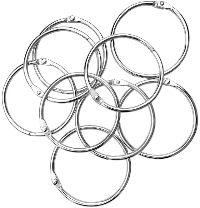 Alt view image 4 of 7 - 2 Inch (9 Pack) Loose Leaf Binder Rings, Keychain Key and Metal Book Nickel Plated Steel BinderRings,Silver, for School, Home, or Office