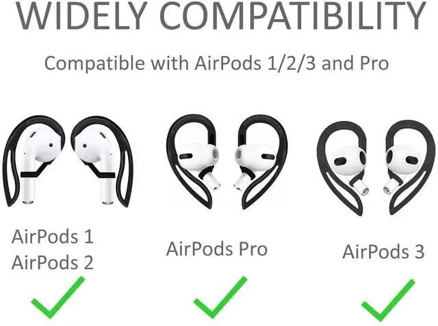 Main image of AirPod Ear Hooks Anti-Slip Anti-Drop Earhooks Compatible with AirPods 3/2 / 1/ Pro,Black