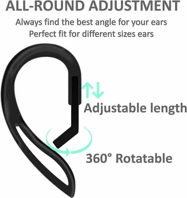 Alt view image 2 of 4 - AirPod Ear Hooks Anti-Slip Anti-Drop Earhooks Compatible with AirPods 3/2 / 1/ Pro,Black