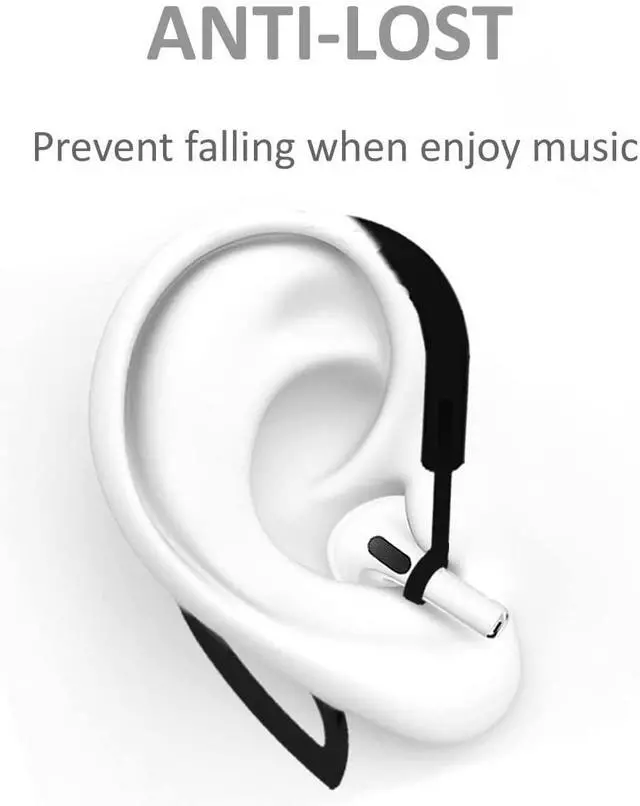 Alt view image 3 of 4 - AirPod Ear Hooks Anti-Slip Anti-Drop Earhooks Compatible with AirPods 3/2 / 1/ Pro,Black