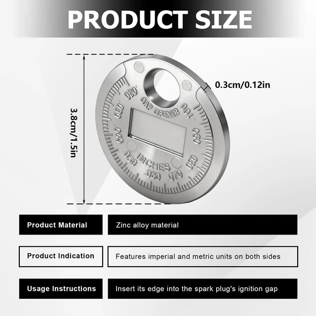 Alt view image 2 of 7 - Spark Plug Measuring Tool,Measuring Wire Spark Plug Gap Tool,Zinc Alloy Gapper Clearance Gauge Scaled From 0.020" To 0.100",Portable Plugs Gapping Gauge,Universal Sparkplug Gap Tools Car Accessories
