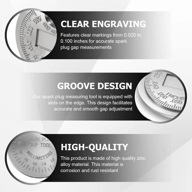 Alt view image 3 of 7 - Spark Plug Measuring Tool,Measuring Wire Spark Plug Gap Tool,Zinc Alloy Gapper Clearance Gauge Scaled From 0.020" To 0.100",Portable Plugs Gapping Gauge,Universal Sparkplug Gap Tools Car Accessories