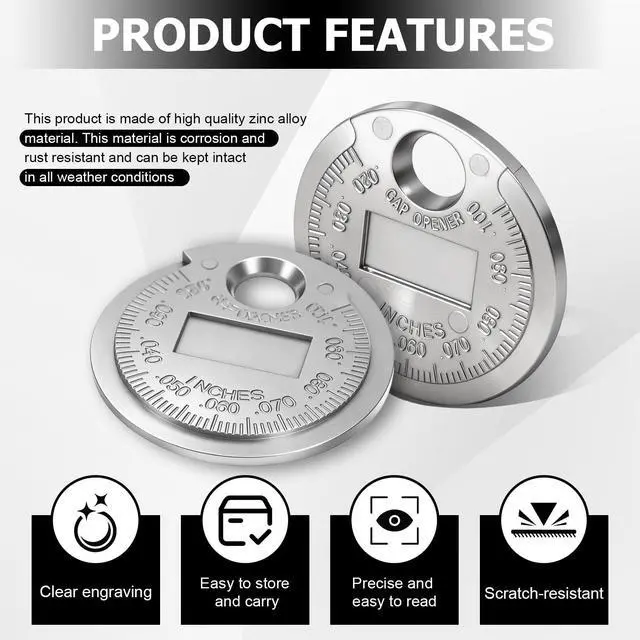 Alt view image 4 of 7 - Spark Plug Measuring Tool,Measuring Wire Spark Plug Gap Tool,Zinc Alloy Gapper Clearance Gauge Scaled From 0.020" To 0.100",Portable Plugs Gapping Gauge,Universal Sparkplug Gap Tools Car Accessories
