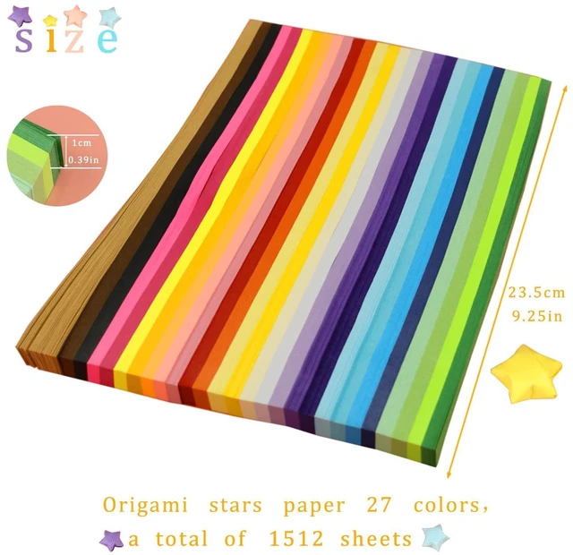 Alt view image 2 of 6 - 1512 Sheets Origami Paper, 27 Colors Double Sided Paper Star Strips | 9.25 x 0.4 Inch Lucky Origami Star Paper Strips Kit for DIY Hand Art Crafts Great Gift Festival Decoration