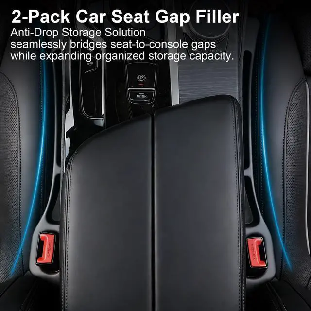 Alt view image 3 of 7 - KUWSEIY 2 Pack Car Seat Gap Filler, No-Drop Seat Side Gap Seam Filler Organizer with Phone Holder, Universal Fit Fill The Gap Between Seat and Console, Auto Accessories for SUV Truck Sedan