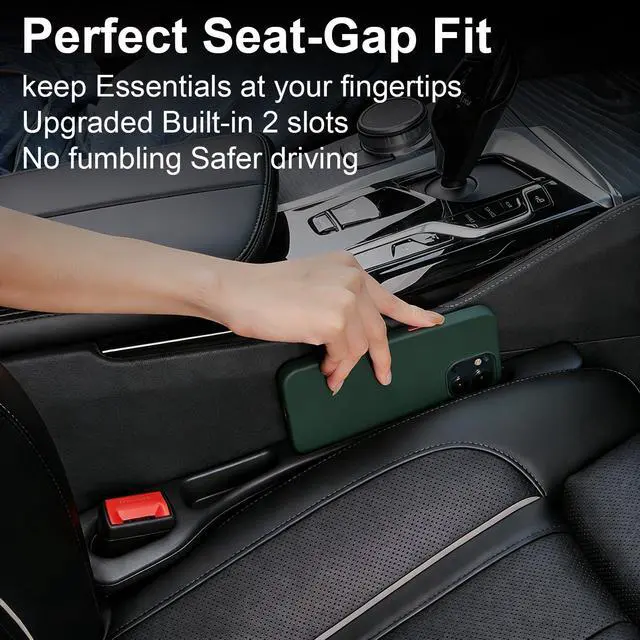 Alt view image 5 of 7 - KUWSEIY 2 Pack Car Seat Gap Filler, No-Drop Seat Side Gap Seam Filler Organizer with Phone Holder, Universal Fit Fill The Gap Between Seat and Console, Auto Accessories for SUV Truck Sedan