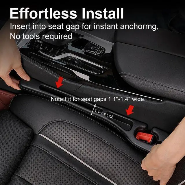 Alt view image 6 of 7 - KUWSEIY 2 Pack Car Seat Gap Filler, No-Drop Seat Side Gap Seam Filler Organizer with Phone Holder, Universal Fit Fill The Gap Between Seat and Console, Auto Accessories for SUV Truck Sedan