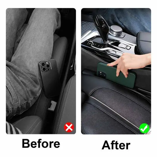 Alt view image 7 of 7 - KUWSEIY 2 Pack Car Seat Gap Filler, No-Drop Seat Side Gap Seam Filler Organizer with Phone Holder, Universal Fit Fill The Gap Between Seat and Console, Auto Accessories for SUV Truck Sedan
