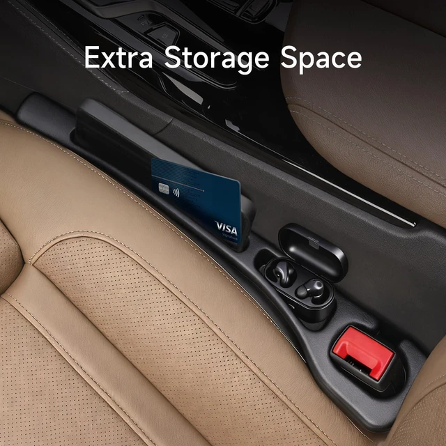 Alt view image 2 of 7 - Car Seat Gap Filler Set of 2, 3-in-1 Seat Gap Filler with Organizer & Hook, Soft Foam Gap Stopper Universal Fit for Car SUV Truck, Prevent Items Dropping Between Seat and Console