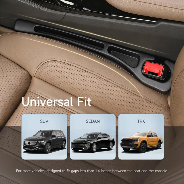 Alt view image 4 of 7 - Car Seat Gap Filler Set of 2, 3-in-1 Seat Gap Filler with Organizer & Hook, Soft Foam Gap Stopper Universal Fit for Car SUV Truck, Prevent Items Dropping Between Seat and Console