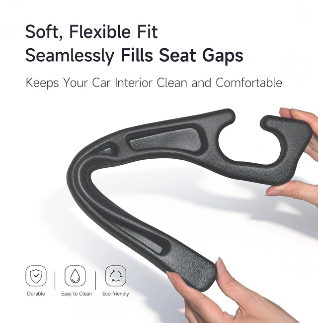 Alt view image 7 of 7 - Car Seat Gap Filler Set of 2, 3-in-1 Seat Gap Filler with Organizer & Hook, Soft Foam Gap Stopper Universal Fit for Car SUV Truck, Prevent Items Dropping Between Seat and Console