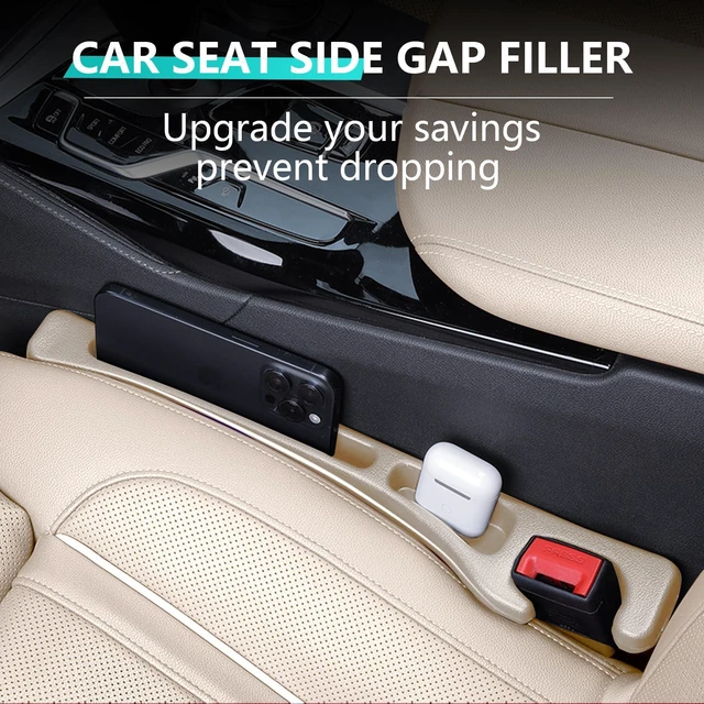 Alt view image 2 of 7 - ROCKHUGO Seat Gap Fillers with Seat Belt Holes,No Drop Seat Guard for Cars,Car Side Seat Gap Filler Organizer 2 Pack (Beige)
