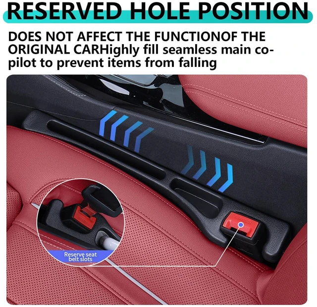 Alt view image 5 of 7 - ROCKHUGO Seat Gap Fillers with Seat Belt Holes,No Drop Seat Guard for Cars,Car Side Seat Gap Filler Organizer 2 Pack (Beige)
