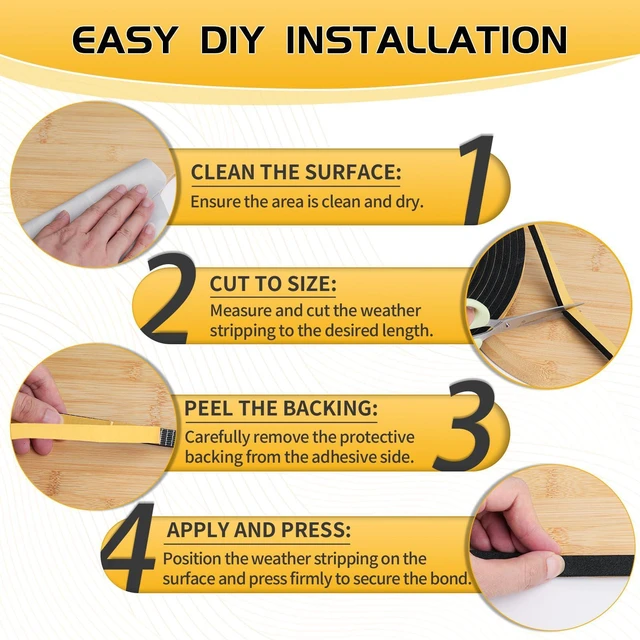 Alt view image 6 of 7 - 26Ft Weather Stripping Door Seal - 1/2" x 1/4" Door Seal Strip for Door Frame, High Density Foam Insulation Tape, Self Adhesive Soundproof Gap Filler for Doors, Windows, Sliding Door and AC Units