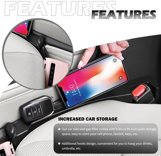 Alt view image 4 of 7 - 2PCS Car Seat Gap Filler,Upgraded 3 in 1 No Drop Seat Guard for Cars with Hook and Car Phone Holder Design,Universal Cars Seats Spacer Gap Filler for Double-Sided Use