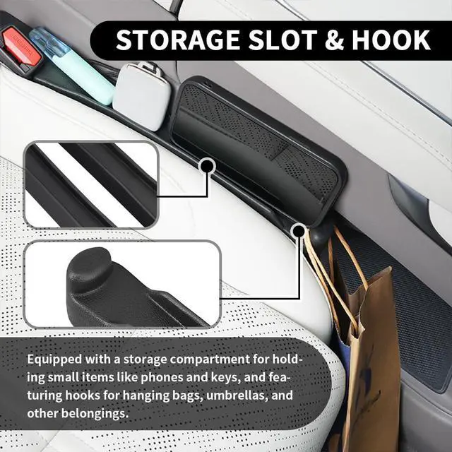 Alt view image 3 of 7 - Turcee 2PCS Car Seat Gap Filler Organizer with Storage Slot & Hook,Car Seat Gap Filler Strip for Filling Gaps,Universal & Double-Sided Use Cars Seats Gaps Plug Cars Interior Accessories