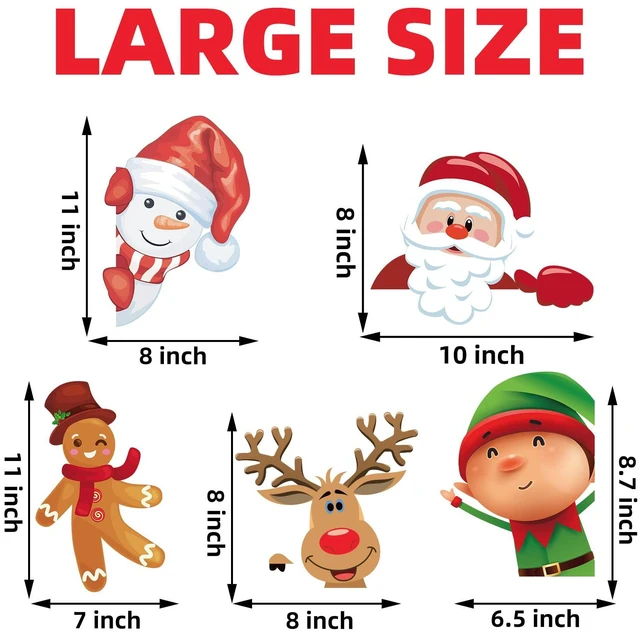 Alt view image 5 of 6 - Christmas Window Clings Christmas Decorations Window Stickers Decals Xmas | Snowflakes Window Clings Santa Snowman Reindeer Decor for Office Home Room Bathroom Kitchen Indoor School Classroom Decor