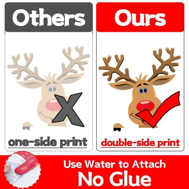 Alt view image 4 of 6 - Christmas Window Clings Christmas Decorations Window Stickers Decals Xmas | Snowflakes Window Clings Santa Snowman Reindeer Decor for Office Home Room Bathroom Kitchen Indoor School Classroom Decor
