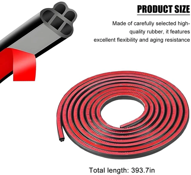 Alt view image 2 of 6 - Ywdiml Car Door Seal Strip, 32.8FT Double Layer 5-Hole Rubber Noise Insulation Vehicle Weather Stripping, Self-Adhesive Soundproof Auto Door Window Seal Strip, Universal for RV Truck Sedan