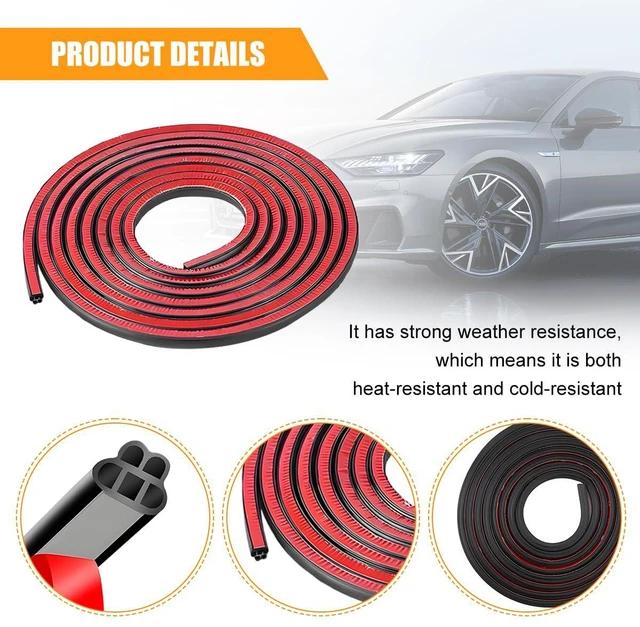 Alt view image 3 of 6 - Ywdiml Car Door Seal Strip, 32.8FT Double Layer 5-Hole Rubber Noise Insulation Vehicle Weather Stripping, Self-Adhesive Soundproof Auto Door Window Seal Strip, Universal for RV Truck Sedan