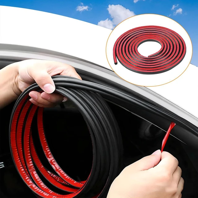Alt view image 6 of 6 - Ywdiml Car Door Seal Strip, 32.8FT Double Layer 5-Hole Rubber Noise Insulation Vehicle Weather Stripping, Self-Adhesive Soundproof Auto Door Window Seal Strip, Universal for RV Truck Sedan