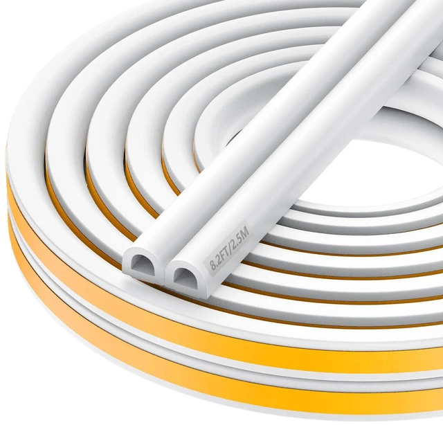 Main image of Wood Foam Door and Window Seal Strip, High Elasticity, High Adhesion Rubber Insulation Tape, Windproof Soundproof Door Foam (White, 6.5FT/2meters)