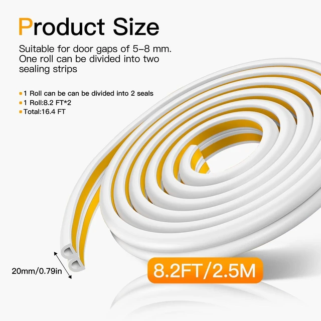 Alt view image 3 of 7 - Wood Foam Door and Window Seal Strip, High Elasticity, High Adhesion Rubber Insulation Tape, Windproof Soundproof Door Foam (White, 6.5FT/2meters)