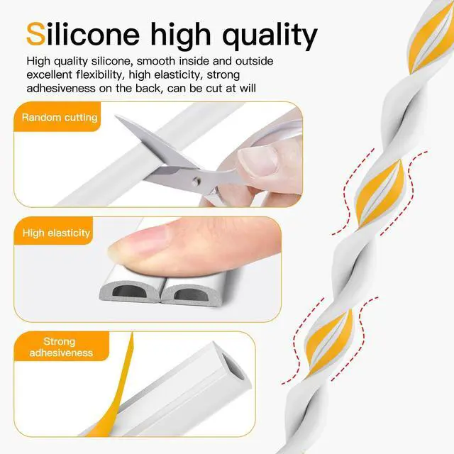 Alt view image 4 of 7 - Wood Foam Door and Window Seal Strip, High Elasticity, High Adhesion Rubber Insulation Tape, Windproof Soundproof Door Foam (White, 6.5FT/2meters)