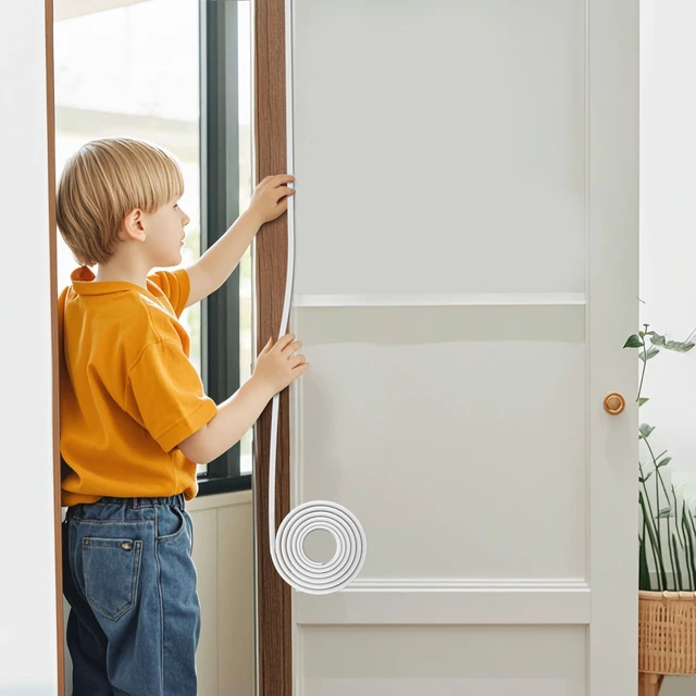 Alt view image 7 of 7 - Wood Foam Door and Window Seal Strip, High Elasticity, High Adhesion Rubber Insulation Tape, Windproof Soundproof Door Foam (White, 6.5FT/2meters)