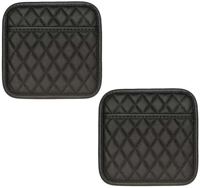 Main image of Deaelf 2PCS Car Side Pocket Organizer, Self-Adhesive, 6.2"×5" (Black-S) | Waterproof Leather Auto Seat Gap Filler Storage Bag, Multifunctional Car Door Sunglasses Holder Pouch for Phone, Card