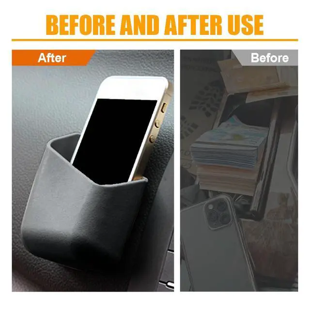 Alt view image 4 of 6 - YoRise 2PCS Car Seat Side Pocket Organizer, A-Pillar Sunglass Holder, Stick-On Small Item Automotive Storage Box, Car Seat Gap Filler Organizer for Card, Cigarette, Phone, Registration (Gray)